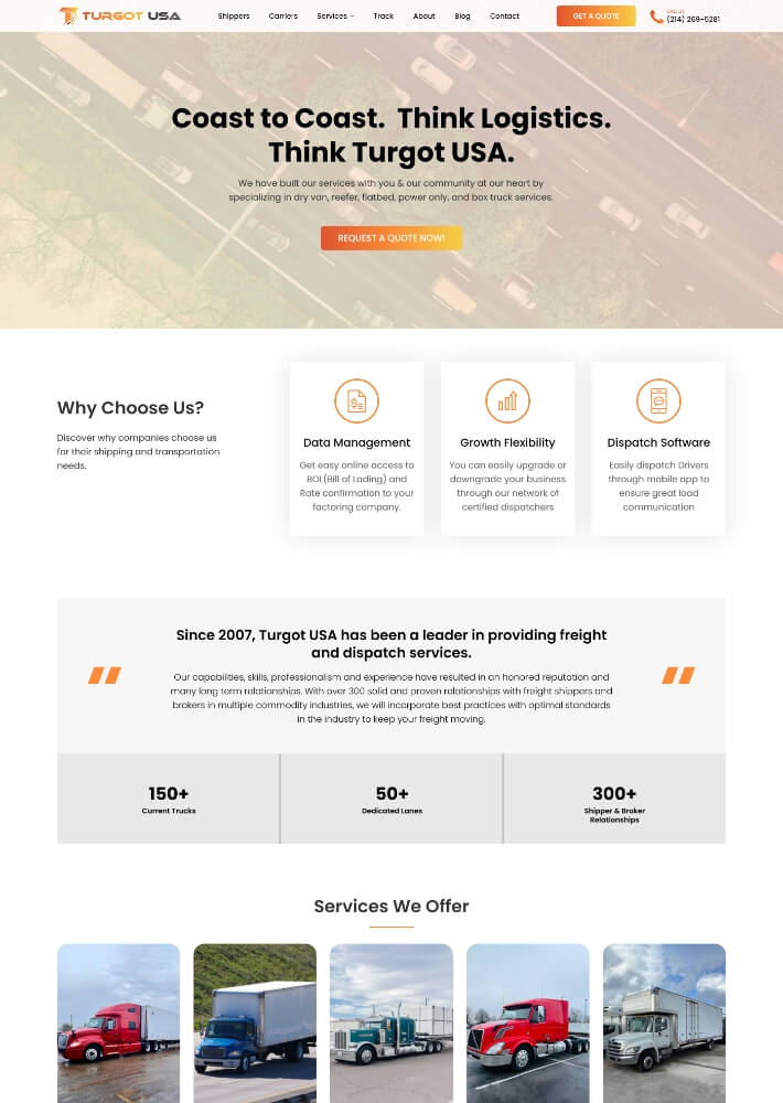 trucking web design